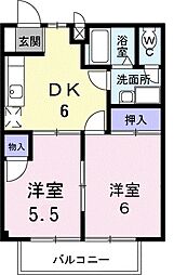 ブルーハイツ1 2DKの間取図画像