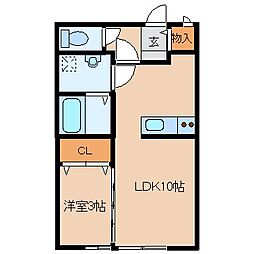 フローラタウンE 1LDKの間取図画像