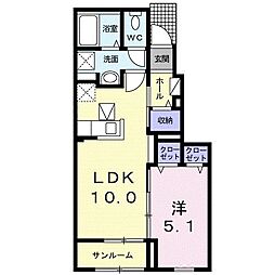 ソラーレ吉井1 1LDKの間取図画像