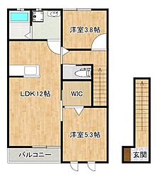 リリー・コートB 2LDKの間取図画像