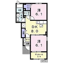 アルカンシェル 2DKの間取図画像