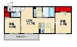 プレミエール大保 3階2LDKの間取り