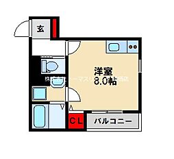 仮称）小郡新築アパート 1階ワンルームの間取り