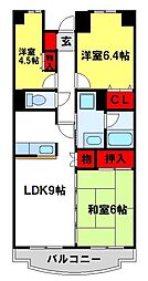 コンダクトレジデンス鳥栖 3DKの間取図画像