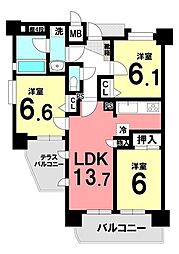 モアグレース松降通 3LDKの間取図画像