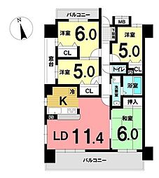 宝マンション江南イースト 4LDKの間取図画像