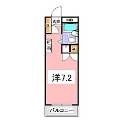 プレジール有瀬 ワンルームの間取図画像