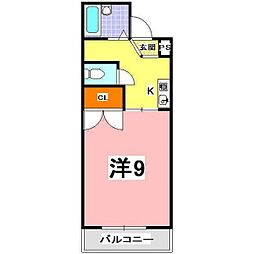 サンライズ明石 1Kの間取図画像