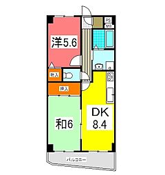 中西駅前ビル 2DKの間取図画像