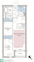 アーバネックス文京小石川 4階2LDKの間取り