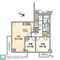 ピアースコード代々木参宮橋 2階2LDKの間取り