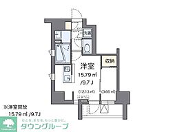 ＬＯＶＩＥ麻布十番 9階ワンルームの間取り