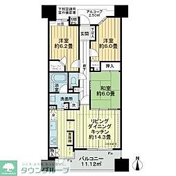 ライオンズマンション馬込マークヒルズ 2階3LDKの間取り