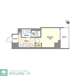 プライマル戸越銀座 8階1Kの間取り