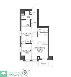 ブランシエスタ品川大井町パークエッジ 2DKの間取図画像