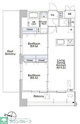 プロシード池上 7階2LDKの間取り