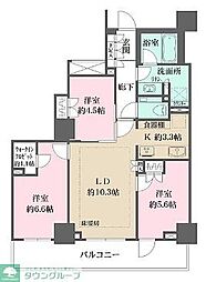 ザ・パークハウス三田ガーデン タワー棟 9階3LDKの間取り