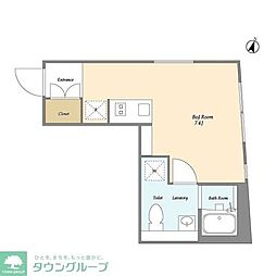 ＥＸＡＭ西小山 4階ワンルームの間取り
