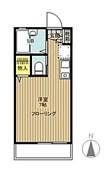 ヴィラ・グレイス 2階1Kの間取り