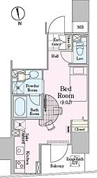 ロイジェントパークス四ツ谷 4階ワンルームの間取り