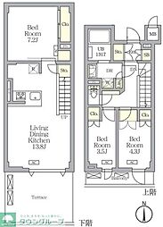 アジールコート都立大学 3LDKの間取図画像