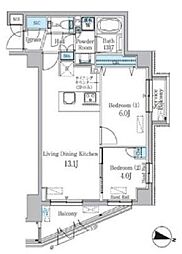 スタイリオ渋谷南平台 4階2LDKの間取り