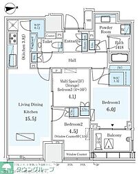 パークコート ザ・三番町ハウス 2SLDKの間取図画像