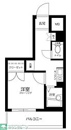 ヴェルト目黒西 7階1Kの間取り