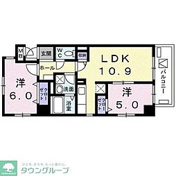 シーザスパレス錦糸町 5階2LDKの間取り