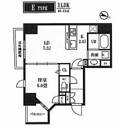 PEAKS神田 4階1LDKの間取り