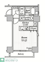 BlancCiel三田 11階ワンルームの間取り