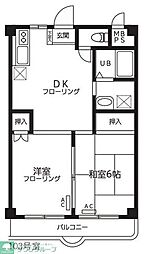 メゾンフィールドビレッジ 103 1階2DKの間取り
