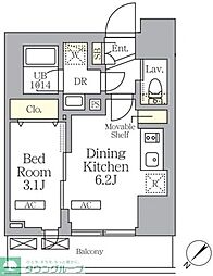 プライムガーデン大森 12階1DKの間取り