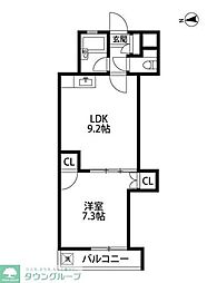 シャレー祐天寺カワベ第7 3階1LDKの間取り