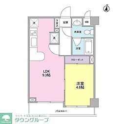ボヌール都立大学壱番館 205 2階1LDKの間取り