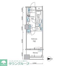 パークキューブ亀戸 1Kの間取図画像