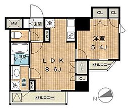 パークハビオ戸越 1LDKの間取図画像