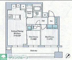 バウスフラッツ日本橋浜町 2LDKの間取図画像