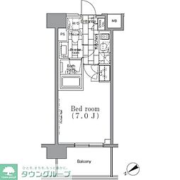 パークハビオ目黒リバーサイド 1Kの間取図画像