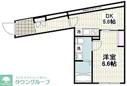 エアリアル西小山 1DKの間取図画像