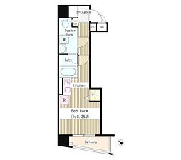 アクアアンビシャス八丁堀 ワンルームの間取図画像