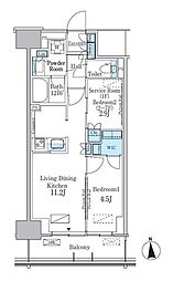 パークアクシス新宿百人町 2LDKの間取図画像