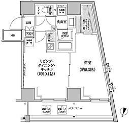 パークハビオ渋谷本町レジデンス 1LDKの間取図画像