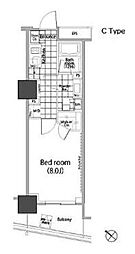 パークハビオ赤坂タワー 1Kの間取図画像