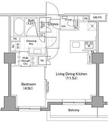 ザ・パークハビオ新宿 1LDKの間取図画像