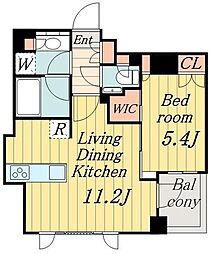 パークハビオ日本橋蛎殻町 1LDKの間取図画像