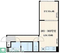 Skuld神楽坂 1LDKの間取図画像
