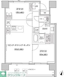 パークハビオ渋谷本町レジデンス 2LDKの間取図画像