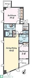 パシフィックレジデンス目黒本町 2LDKの間取図画像