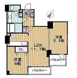 レジディア自由が丘 2LDKの間取図画像